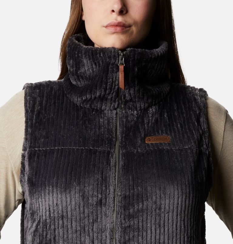 Women's Columbia Fireside Sherpa Vest Black | Plus Size CA-B301C